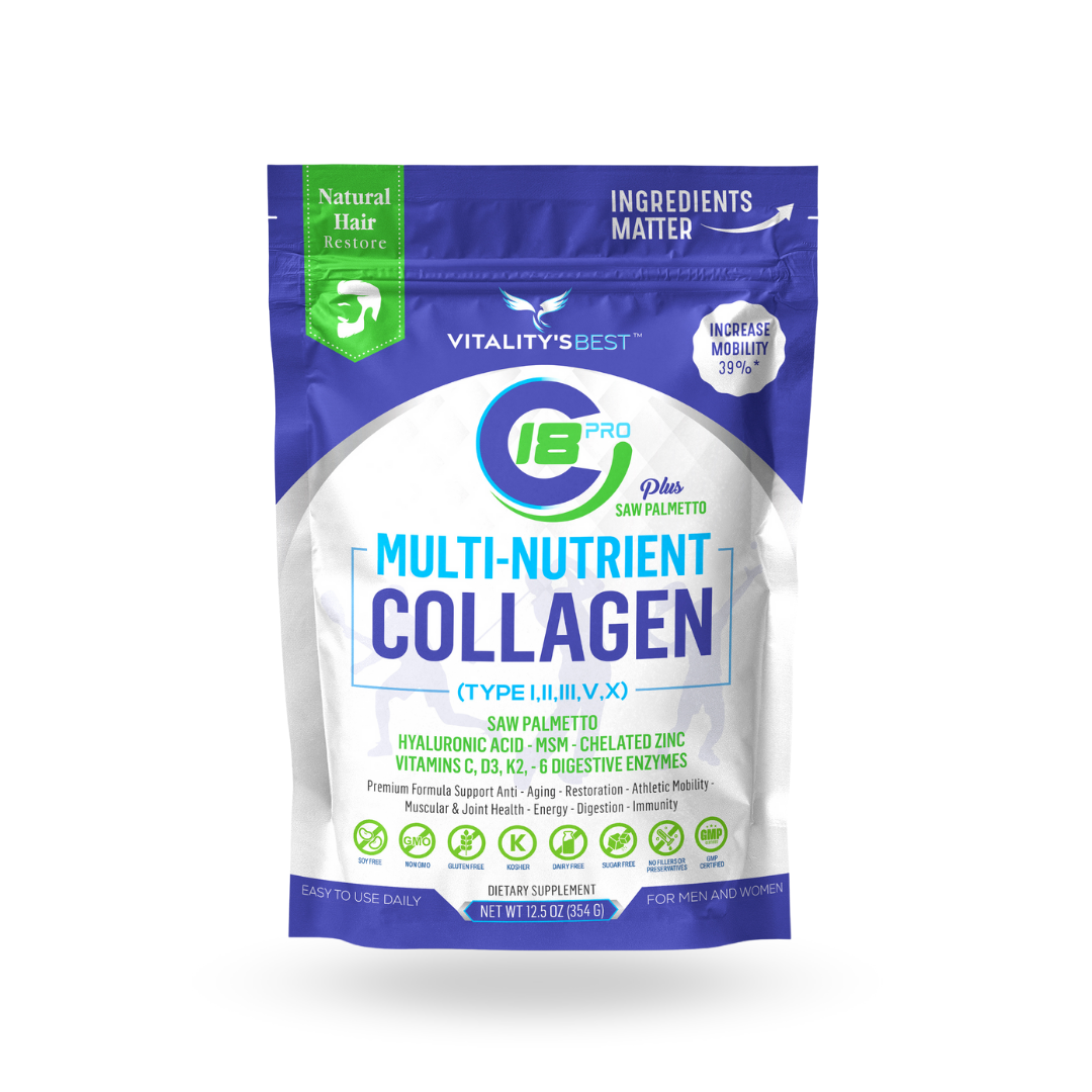 C18 Pro Plus Saw Palmetto - Multi-Nutrient Collagen Powder - Natural collagen flavor -